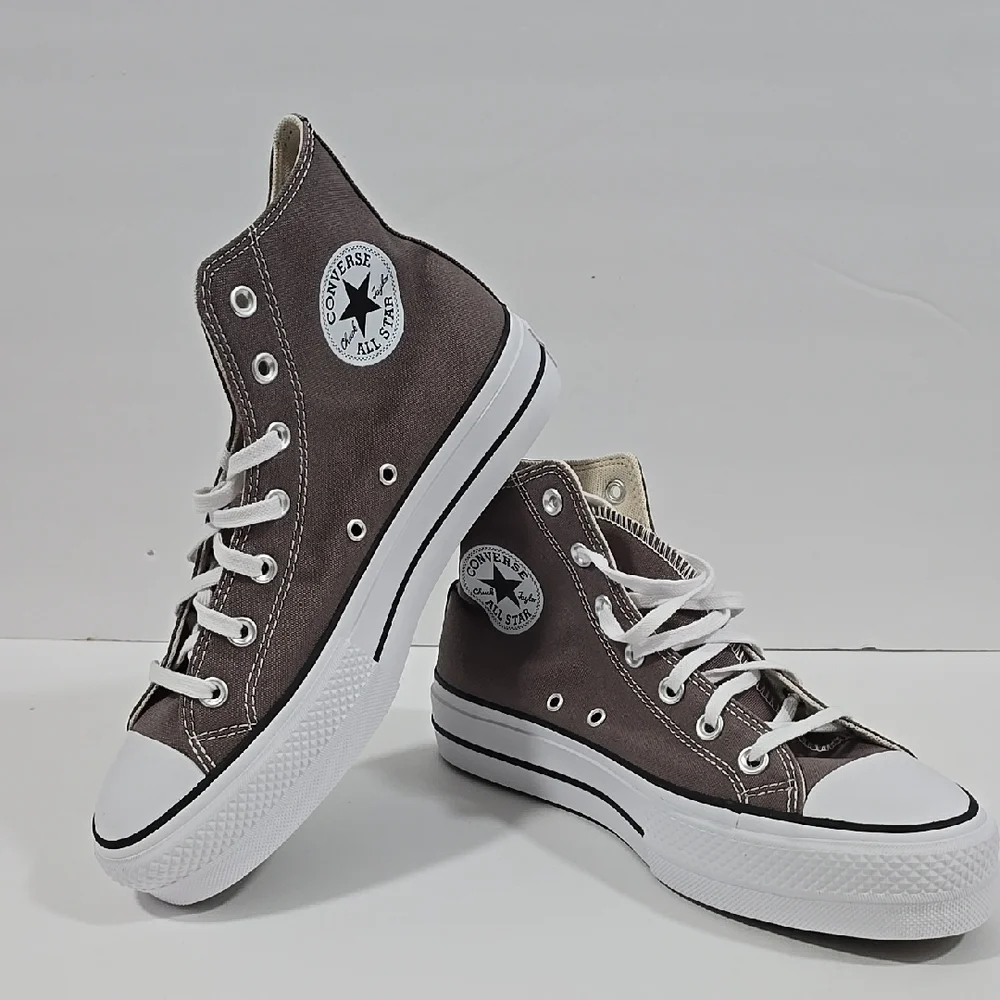 Converse All Stars Canvas Chunks Trainer Gray High-Top Sneakers Womens Size 9.5